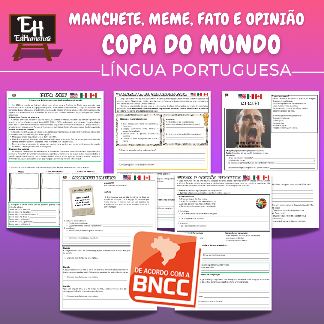 Manchete, Meme, Fato e Opinião - COPA DO MUNDO